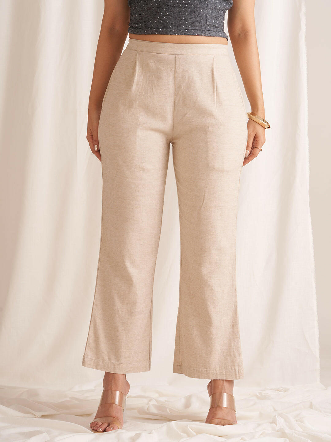Linen Blend Pull-On Pants